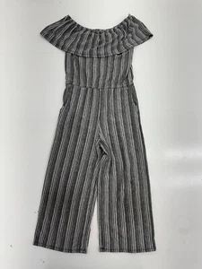 Art Class Black White Striped Sleeveless Pant Jumpsuit Girls Size Medium - Picture 1 of 5
