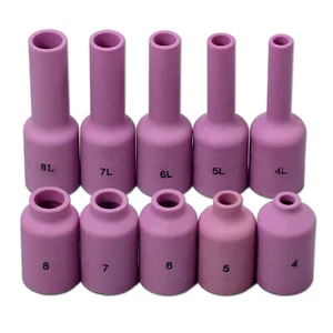 TIG Alumina Nozzle Ceramic Cup Extended Long 54N Kit Fit QQ300 WP 17 18 26 10pcs - Picture 1 of 4