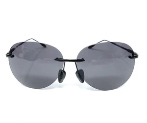 Maui Jim Black Metal Oversized Rimless Sunglasses Gray Lens Designer Men Women - Picture 1 of 8