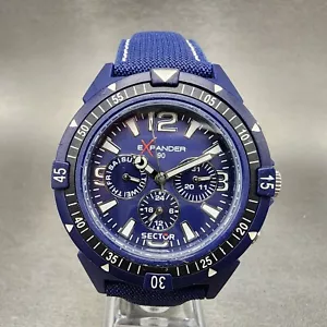 Sector Expander 90 Watch Men 44mm Blue Dial Blue Tone Daydate Round New Battery - Picture 1 of 11