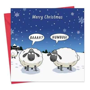 Tarjeta de Feliz Navidad con Bah Humbug & Sheep - Tarjeta de Navidad - Tarjeta de Navidad divertida - Imagen 1 de 7