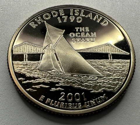 2001-S PROOF RHODE ISLAND STATE QUARTER 25CENT COIN FROM US MINT PROOF SET Cover