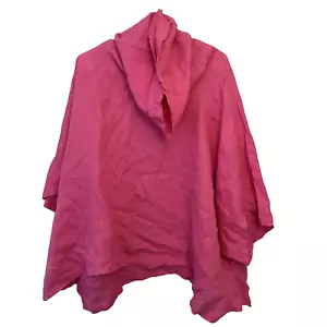 Planet Lauren G Rosa Leinen Poncho Damen OS Wasserfallausschnitt Lagenlook Cape Top - Bild 1 von 8