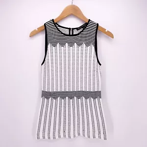 White House Black Market Damen XS weiß Tunika gestreift Stretch Strick Tank Top E1 - Bild 1 von 8