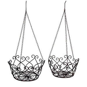 2er Set Hängekorb Metall Braun Dekokorb hängend Metallkorb Küchenampel Deko - Bild 1 von 5
