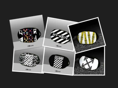 Medio mascarillas faciales de algodón de diseñador de moda blanco roto cubierta bucal lavable Foto 1 de 4