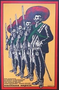 Póster de serigrafía cubana de Emiliano Zapata para película mexicana de 1975 firmado por REBOIRO - Imagen 1 de 8