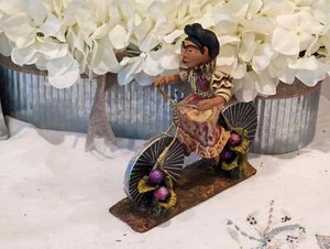 Oaxacan Woman on Bicycle, Mexican Folk Art from Oaxaca, Clay Figurine, Handmade - Picture 1 of 10