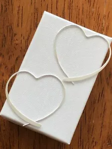 925 Sterling Silver Medium Heart Hoop Earrings Threader Earrings 34mm/1.34"x32mm - Picture 1 of 32
