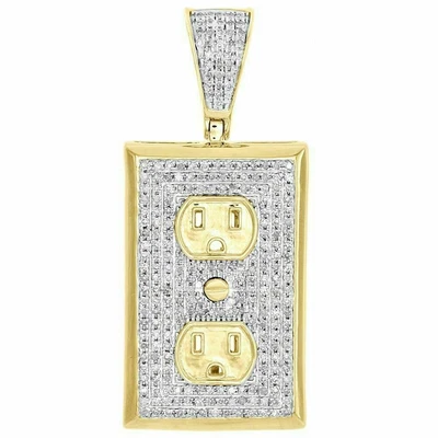 Tablero de enchufe de pared de zafiro simulado de 4 quilates colgante para hombre en plata 935 Argentium Foto 1 de 4