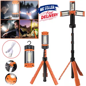Rechargeable LED Work Light Tripod Stand Camp Work Site Cordless Emergency Light - Picture 1 of 18