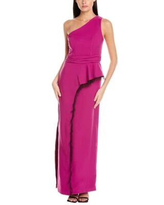 JS Collections Cerise Fuchsia And Black Lace Hayley A-Line Gown Size 6 $278 - Image 1 of 2