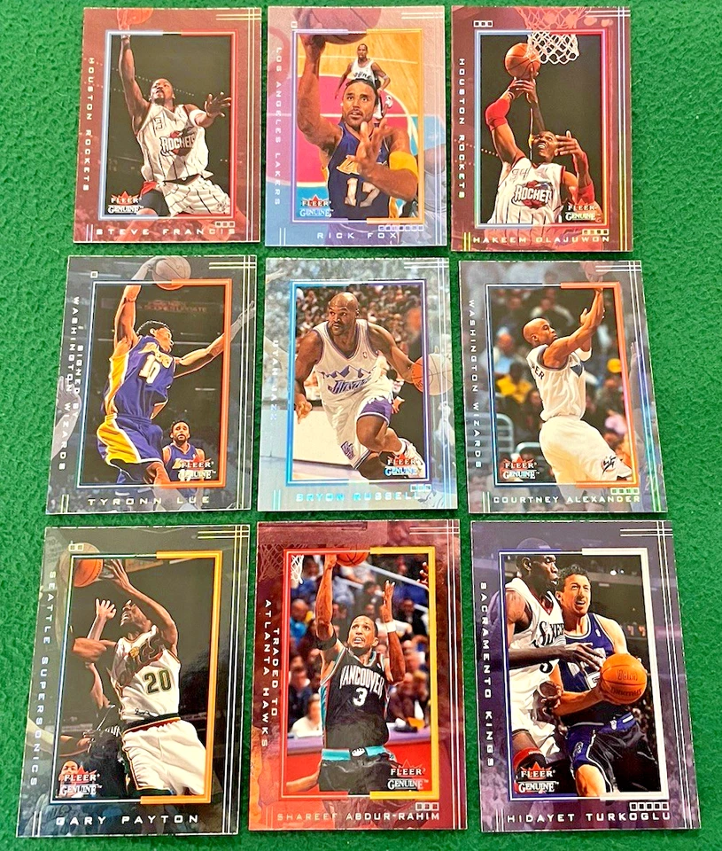 Lote de tarjetas de baloncesto Fleer genuinas 2001-02 (9) miembros del Salón de la Fama raras Foto 1 de 2