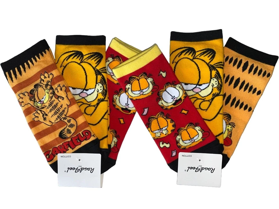 new 3prs ladies/older girls Garfield themed trainer socks/shoe liners.UK 4-7