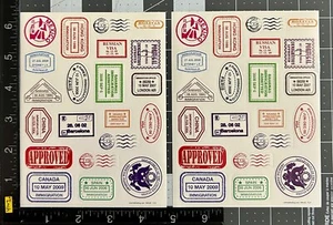 TRAVEL AROUND THE WORLD POSTMARKS, 2 SHEETS BEAUTIFUL STICKERS #POST7 - Picture 1 of 2