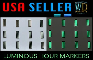 Reloj esfera marcadores de hora 12 piezas verde azul números luminosos índices barras MOD - Imagen 1 de 7