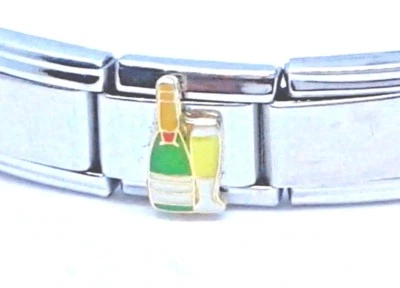 Pulsera Pugster Italiano Charm Botella Champagne Vidrio Eslabón Inoxidable Foto 1 de 4