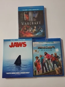 3 BLU-RAY FILM KONVOLUT, ,WARCRAFT + JAWS + A MINECRAFT MOVIE - Bild 1 von 2