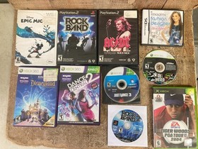 Lot of 10 Games Bundle Nintendo DS Wii Mickey Dance Rock Bock DJ HERO PS2 XBOX