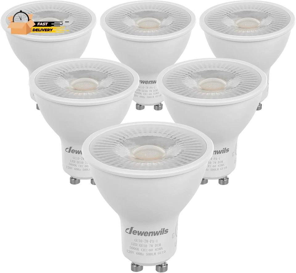 6-Pack GU10 LED Dimmable Bulb, 500LM, 5000K Daylight Track Lighting B - Image 1 of 4