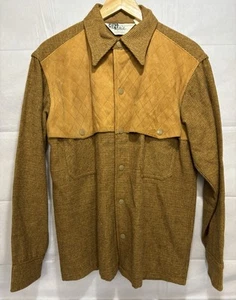 Woolrich Walking Shirt Suede Accent Men’s Large USA Made Vintage Button Western - Picture 1 of 11