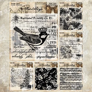 Vintage Flowers Bird Background Clear Stamps Junk Journal Card Making Scrapbook - Picture 1 of 11