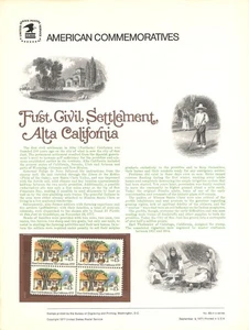 #83 13c Alta California #1725 USPS Commemorative Stamp Panel - Bild 1 von 1