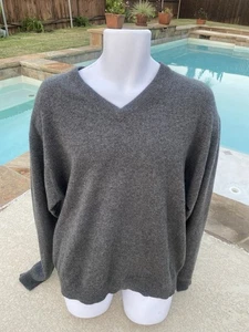 Patrick Clark Cashmere Gray V-Neck Sweater XL Extra Large - Picture 1 of 2