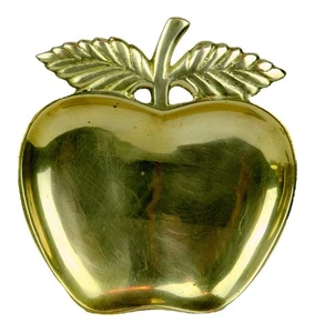 Vintage Brass Apple Change Trinket Tray 5" x 4-9/16" Unique Cool ShipsFree - Picture 1 of 5