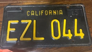 Vintage 1963 Black W/Yellow California License Plate EZL 044 - Picture 1 of 11