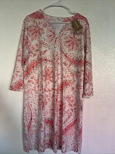 NEU leichtes nacktes bedrucktes UPF 50+ Kleid Gr. L rosa grau zz - Bild 1 von 12