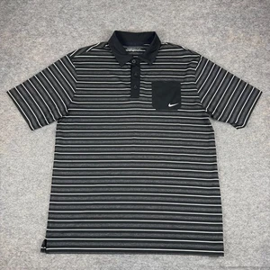 Polo Nike Golf Dri Fit Performance a righe nera tasca uomo media M - Foto 1 di 10