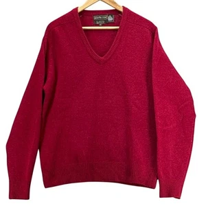 Savile Row Vintage Red Wool Long Sleeve V Neck Pullover Sweater Men XL - Picture 1 of 5