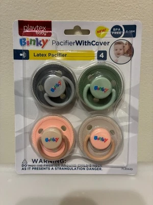 NEW Playtex Baby Binky Pacifier with Cover - Latex Pacifier 4-Pack - Image 1 of 2
