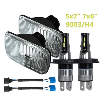 Par de carcasas Ram de 7" con bombillas LED H4 para Dodge W250 D350 Ram 1981-1993 Foto 1 de 4