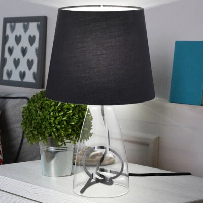 ACTION Elegante Tischlampe Schlafzimmer Leselicht Stoffschirm schwarz Höhe 36 cm WOFI
