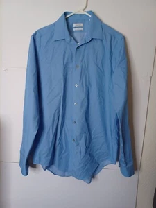 Chemise Calvin Klein homme grand 16 34/35 bouton haut bleu manches longues col - Photo 1/5