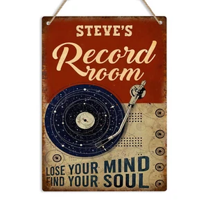 Letrero de metal retro personalizado para sala de grabación placa de pared nombre personalizado regalo - Imagen 1 de 16