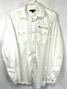 Vintage INC Western Shirt Mens L White Sawtooth Pockets Pearl Snaps Long Sleeve - Picture 1 of 6