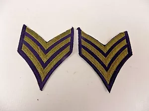 Lot of 2 Military Uniform Patch Dress Three 3 Stripes Army Sergeant Embroidered - Picture 1 of 2