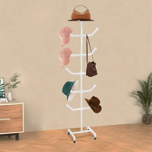 White Hat Stands, Free Standing Coat and Hat Stand, Hat Rack with 10 Hooks - Bild 1 von 13