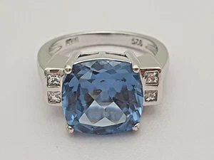 Anillo De Zircón De Plata / 925 Plata De Ley / Topacio-Zircón / 6,7g / RG56,5 - Imagen 1 de 4