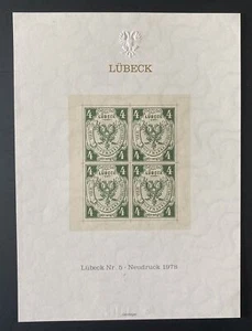 Altdeutschland Lübeck Michel Nr. 5 Faksimile Nachdruck 1978 -5146 - Bild 1 von 2