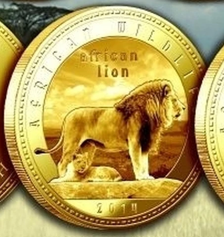 Zambia 1000 kwacha 2014 UNC African Lion Africa Wildlife Gold Plated Coin Cover