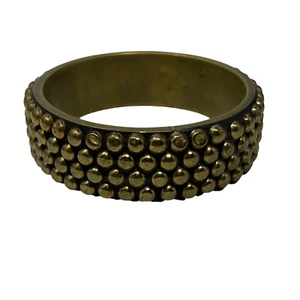 Brass Bangle Bracelet Brutalist Flattened Beads - Bild 1 von 7