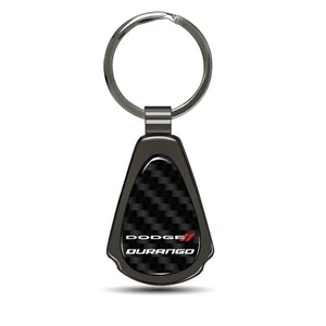 Dodge Durango Real Black Carbon Fiber Gunmetal Black Metal Teardrop Key Chain - Bild 1 von 7