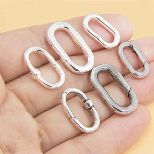 925 Sterling Silber ovaler Hummer Verschluss Stecker für Armband Halskette - Picture 1 of 20
