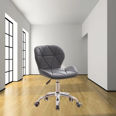 Swivel Office Chair Adjustable PU Leather 360° Home Computer Desk Chair Grey UK - Image 1 of 4