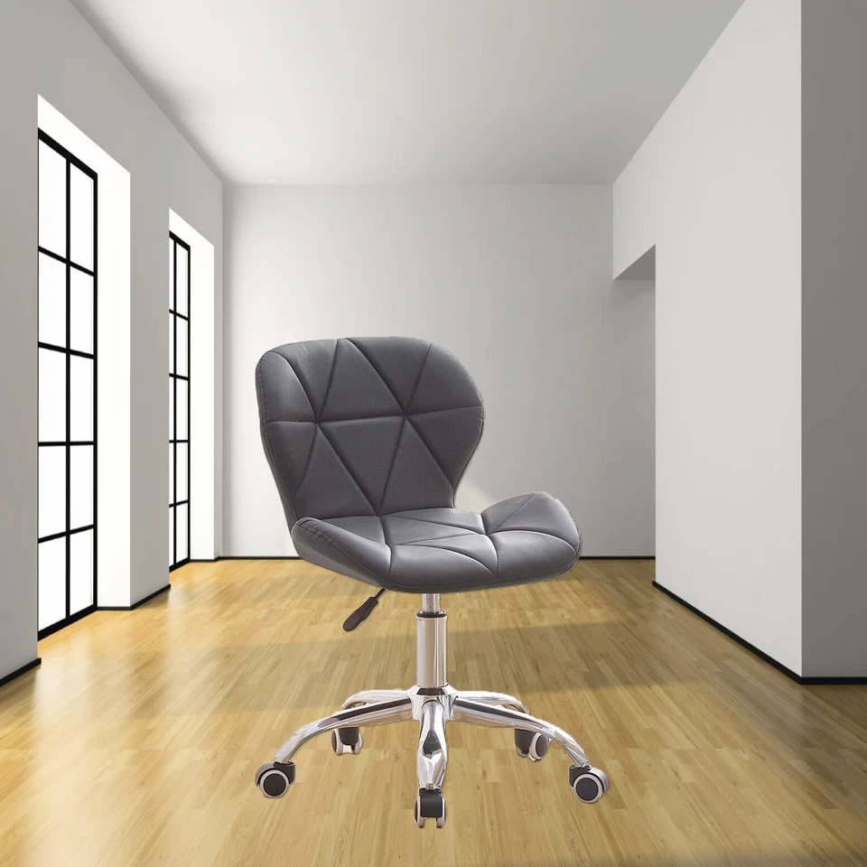 Swivel Office Chair Adjustable PU Leather 360° Home Computer Desk Chair Grey UK - Image 1 of 4