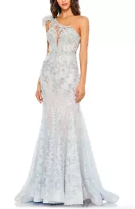 MAC DUGGAL 79264 VESTIDO AZUL CRISTAL DE HOMBRO CON APLIQUES BORDADOS 14 - Imagen 1 de 4